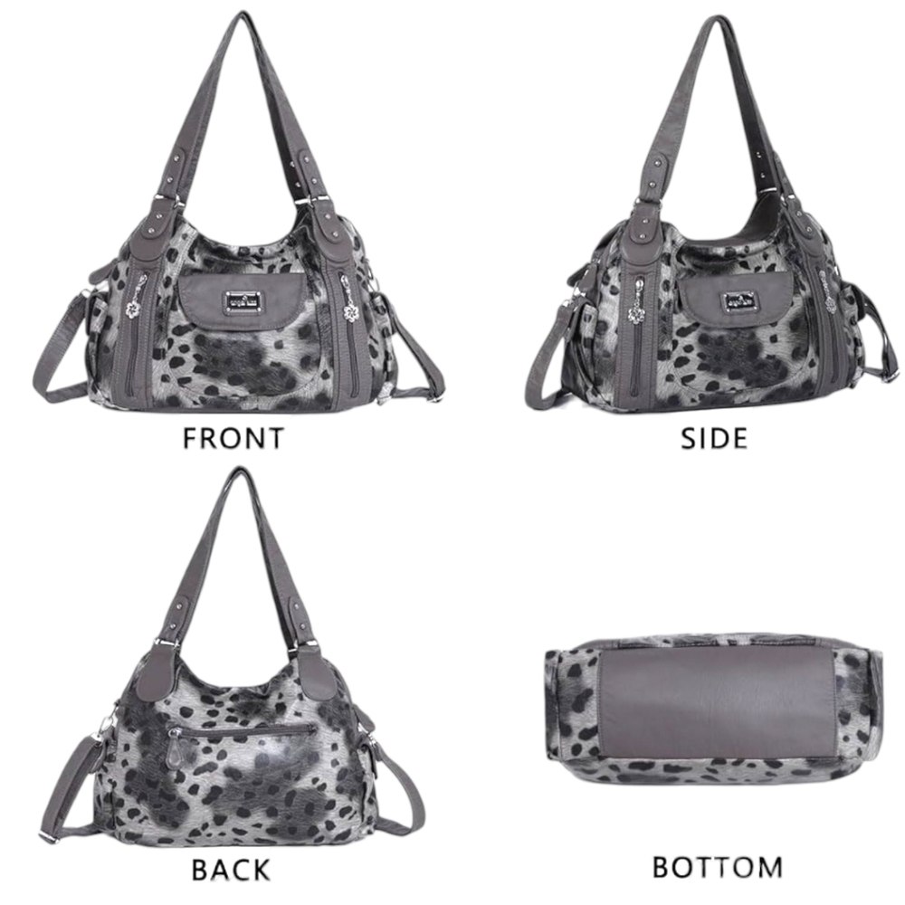 ANGEL KISS Leopard Large Vegan Leather Spacious Crossbody Shoulder Hobo Bag. - Picture 3 of 10